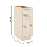 J&K Pearl Glazed H9 Base w/3 Drawers - 12" W