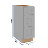 J&K Castle Grey S5 Base w/3 Drawers - 12" W