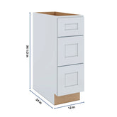 J&K White Shaker S8 Base w/3 Drawers - 12" W