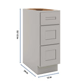 CNC Luxor 5-Piece Misty Grey 12" W X 32 1/2" H 3 Drawer Base Cabinet