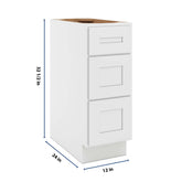 CNC Luxor 5-Piece White 12" W X 32 1/2" H 3 Drawer Base Cabinet