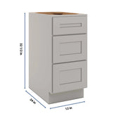 CNC Luxor 5-Piece Misty Grey 15" W X 32 1/2" H 3 Drawer Base Cabinet