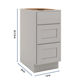 CNC Luxor Misty Grey 15" W X 32 1/2" H 3 Drawer Base Cabinet