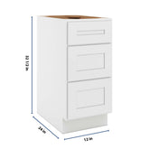 CNC Luxor 5-Piece White 15" W X 32 1/2" H 3 DraW X 32 1/2" Her Base Cabinet
