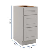 CNC Luxor 5-Piece Misty Grey 15" W 3 Drawer Base Cabinet
