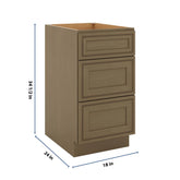 J&K Hazel H8 Base w/3 Drawers - 18" W