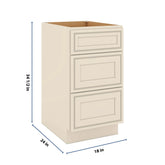 J&K Pearl Glazed H9 Base w/3 Drawers - 18" W