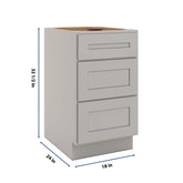 CNC Luxor 5-Piece Misty Grey 18" W X 32 1/2" H 3 Drawer Base Cabinet