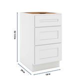 CNC Luxor 5-Piece White 18" W X 32 1/2" H 3 DraW X 32 1/2" Her Base Cabinet