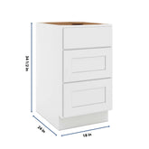 CNC Luxor White 18" W X 32 1/2" H 3 Drawer Base Cabinet
