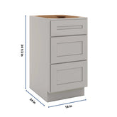 CNC Luxor 5-Piece Misty Grey 18" W 3 Drawer Base Cabinet