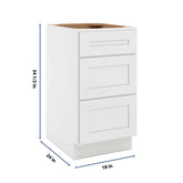 CNC Luxor 5-Piece White 18" W 3 Drawer Base Cabinet