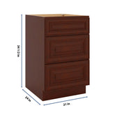 J&K Mahogany J5 Base w/3 Drawers - 21" W