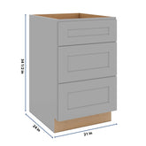J&K Castle Grey S5 Base w/3 Drawers - 21" W