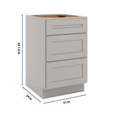 CNC Luxor 5-Piece Misty Grey 21" W 3 Drawer Base Cabinet