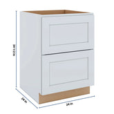 J&K White Shaker S8 Base w/2 Drawers - 24" W