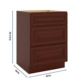 J&K Mahogany J5 Base w/3 Drawers - 24" W