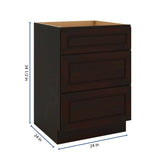 J&K Espresso K8 Base w/3 Drawers - 24" W