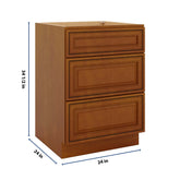 J&K Mocha Glazed K10 Base w/3 Drawers - 24" W