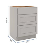 CNC Luxor Misty Grey 24" W 3 Drawer Base Cabinet