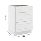 CNC Luxor 5-Piece White 24" W 3 Drawer Base Cabinet