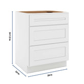 CNC Luxor 5-Piece White 27" W 3 Drawer Base Cabinet
