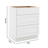 CNC Luxor White 27" W 3 Drawer Base Cabinet