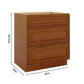 J&K Mocha Glazed K10 Base w/3 Drawers - 30" W