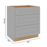 J&K Castle Grey S5 Base w/3 Drawers - 30" W