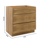 J&K Butterscotch B8 Base w/3 Drawers - 33" W