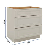 J&K Pebble B6 Base w/3 Drawers - 33" W