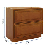 J&K Mocha Glazed K10 Base w/2 Drawers - 36" W