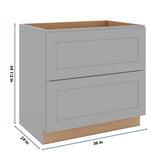 J&K Castle Grey S5 Base w/2 Drawers - 36" W