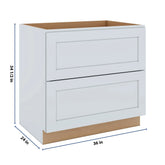 J&K White Shaker S8 Base w/2 Drawers - 36" W