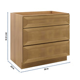 J&K Butterscotch B8 Base w/3 Drawers - 36" W