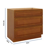 J&K Mocha Glazed K10 Base w/3 Drawers - 36" W