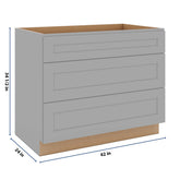 J&K Castle Grey S5 Base w/3 Drawers - 42" W