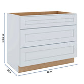 J&K White Shaker S8 Base w/3 Drawers - 42" W