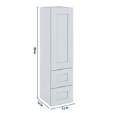 J&K White Shaker S8 Vanity Counter Linen 12" W x 45" H x 12" D