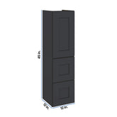 Modernform Cabinet Onyx Black Shaker 12" W X 45" H X 12" D Vanity Countertop Linen Cabinet