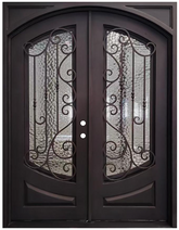 Elina 6/0x8/0 Square Exterior Wrought Iron Prehung Double Door