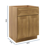 J&K Butterscotch B8 Vanity Base Sink Door/False Drawer 24" W x 33" H x 21" D