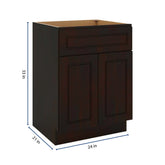 J&K Espresso K8 Vanity Base Sink Door/False Drawer 24" W x 33" H x 21" D