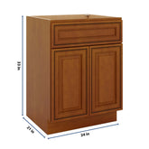 J&K Mocha Glazed K10 Vanity Base Sink Door/False Drawer 24" W x 33" H x 21" D