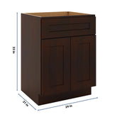 J&K Java Coffee S1 Vanity Base Sink Door/False Drawer 24" W x 33" H x 21" D