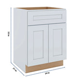 J&K White Shaker S8 Vanity Base Sink Door/False Drawer 24" W x 33" H x 21" D