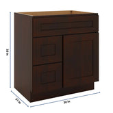 J&K Java Coffee S1 Vanity Sink Combo 30" W x 33" H x 21" D