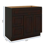 J&K Espresso K8 Vanity Sink Combo 36" W x 33" H x 21" D
