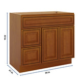 J&K Mocha Glazed K10 Vanity Sink Combo 36" W x 33" H x 21" D