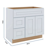 J&K White Shaker S8 Vanity Sink Combo 36" W x 33" H x 21" D